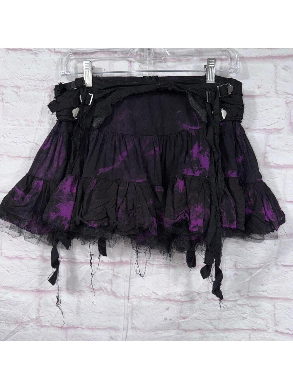 Women’s Hot Topic Black & Purple Layered Mini Skirt Size Large
